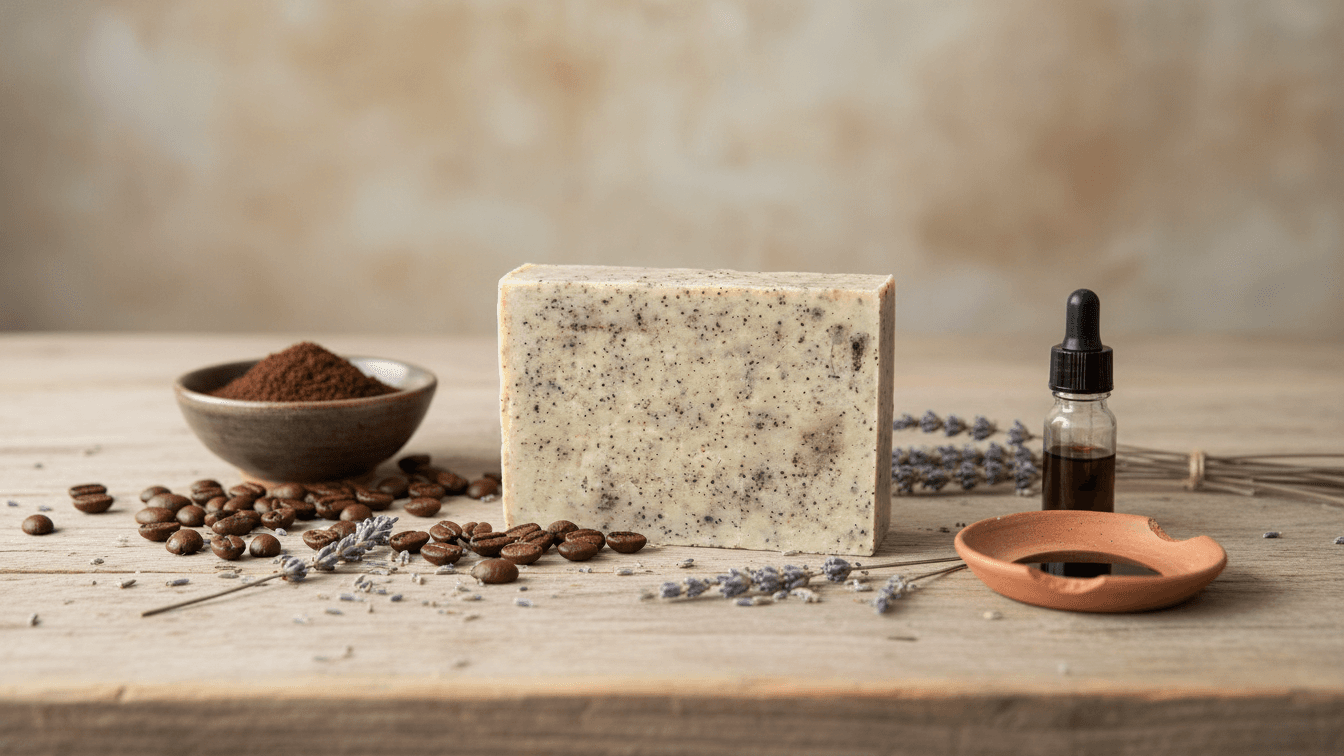 Calm - handmade vegan coffee soap with recycled coffee grounds from Munich